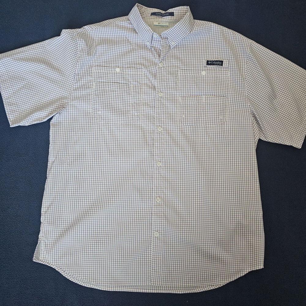 Columbia PFG Short Sleeve Checkered Shirt - Red/White/Blue